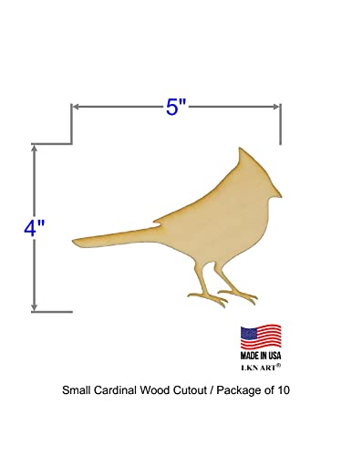 Unfinished Cardinal Wood Cut Out Available in a Variety of Sizes and Thicknesses (1/8” Thickness, Small 5" x 4" (Sold in a Package of 10)) - WoodArtSupply