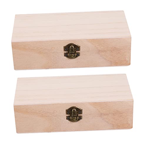 VOSAREA 2 Sets 2pcs Solid Wood Storage Box Makeup Organizer Unfinished Jewelry Organizer for Women Sundries Container Retro Style Container Treasure VOSAREA