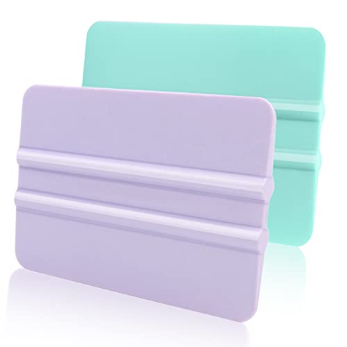 WRAPXPERT Squeegee for Vinyl- Felt Vinyl Squeegee 2 Pcs,Purple and Teal Squeegee Scraper Tool Kit for Crafts Car Wrap Window Tint Wallpaper Glass Film Application