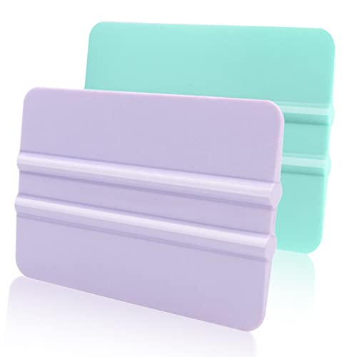 WRAPXPERT Squeegee for Vinyl- Felt Vinyl Squeegee 2 Pcs,Purple and Teal Squeegee Scraper Tool Kit for Crafts Car Wrap Window Tint Wallpaper Glass WRAPXPERT