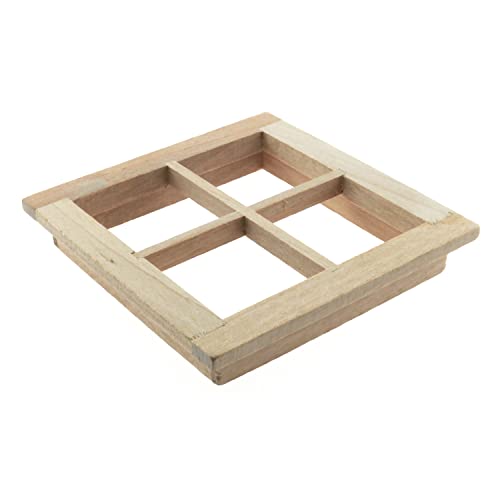 RLECS Wooden Dollhouse Square Window 2.75 x 2.75 Wood Color 4 Pane Window 1/12 Dollhouse Miniature Accessories RLECS