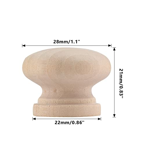 Uenhoy 30 Pcs Round Wooden Cabinet Knobs 1-1/8" (28mm) Unfinished Wooden Pulls Knobs Mushroom Shape Wood Knobs for Cabinet Dresser Drawer - WoodArtSupply