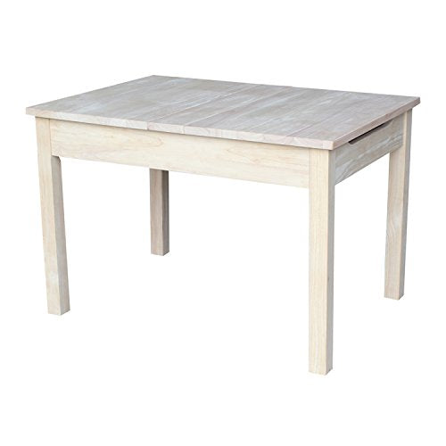 International Concepts Table with Lift Up Top for Storage, Unfinished - WoodArtSupply