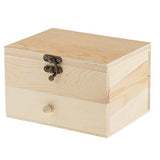 MonkeyJack 2 Tiers Plain Unpainted Wooden Jewelry Box Organizer Storage Container Unfinished Drawer Case DIY Crafts MonkeyJack