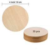 30 Pieces 4 Inch Wood Circles for Crafts Unfinished Wood Rounds Wooden Cutouts for Crafts, Wooden Circles for Kids Painting, Wood Burning Blank Wood Phinicco