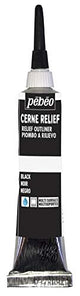Pebeo Vitrail, Cerne Relief Dimensional Paint, 20 ml Tube with Nozzle - Black, 0.68 Fl Oz (Pack of 1) Pebeo