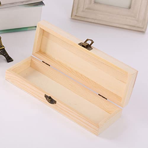 Zerodeko Jewelry Gift Boxes 2 Pcs Unfinished Wood Box with Clasp Wood Pencil Box Unpainted Artist Tool and Brush Storage Box Jewelry Trinket Box for Zerodeko