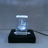 ASENTE 6 LED Light Stand Base - Rectangle Display Pedestal for 3D Crystal Glass Art - AC/USB Operated - Lighted Mirror Box for Centerpieces (Cherry ASENTE