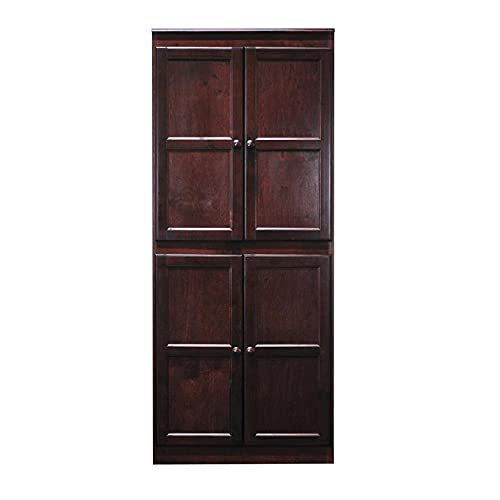 Bowery Hill Traditional 72" Wood Storage Cabinet with 5-Shelves in Cherry