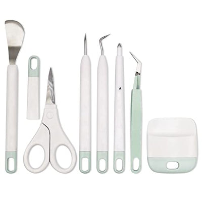 Weeding Tools Set Craft Vinyl Tools Scissors/Scrape/Weeders/Tweezers/Spatula/Scoring Stylus 7 PCS Craft Vinyl Weeding Kits for Cricut Stencils/Oracal