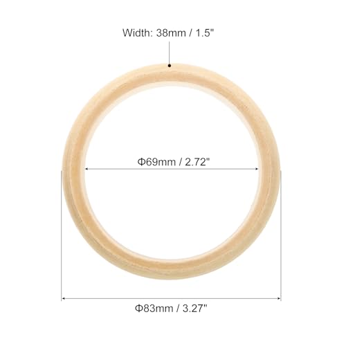 uxcell Wooden Bangle Bracelet, 4Pcs 83mm - Log Retro Macrame Ring, Unfinished Smooth Wood Circle, Wooden Rings for Crafts, Jewelry, DIY Making, Home uxcell