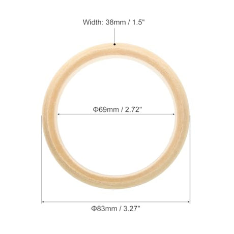 uxcell Wooden Bangle Bracelet, 4Pcs 83mm - Log Retro Macrame Ring, Unfinished Smooth Wood Circle, Wooden Rings for Crafts, Jewelry, DIY Making, Home uxcell