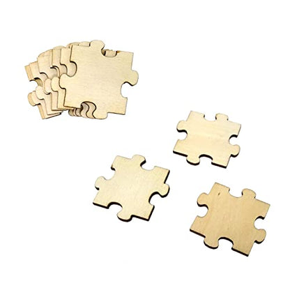 Honbay 100PCS Unfinished Wooden Blank Puzzle Pieces Mini Wood Jigsaw Puzzles for Crafts Arts and Card Making