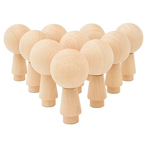 Unfinished Peg Dolls, Wooden Figurines for Crafts and Ornaments, Boys, Pack of 5 2-3/4 Inch Kokeshi Blank Wooden Dolls by Woodpeckers Woodpeckers