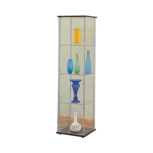 Coaster 4-Shelf Glass Curio Cabinet Cappuccino and Clear 950172