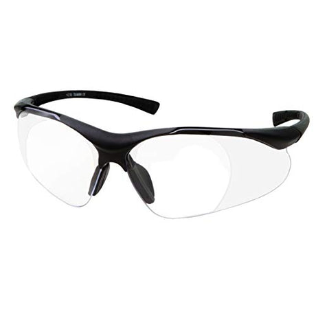 grinderPUNCH Full Lens Magnification Safety Glasses with Black Frame | Clear Lens | | Magnifying Reading Eyewear (+2.00 Diopter) grinderPUNCH