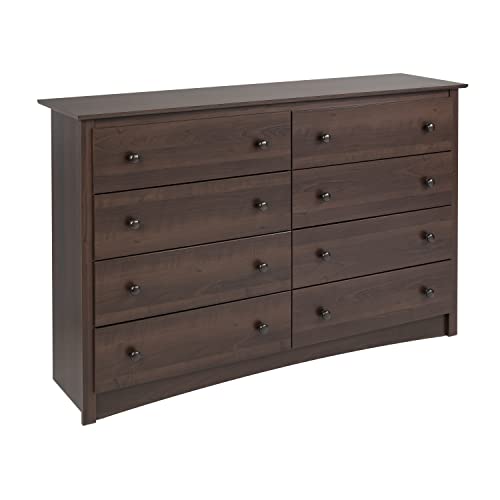 Prepac Fremont 8 Drawer Double Dresser for Bedroom, 15.75" D x 59" W x 36.25" H, Espresso Prepac