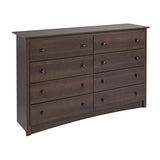 Prepac Fremont 8 Drawer Double Dresser for Bedroom, 15.75" D x 59" W x 36.25" H, Espresso Prepac
