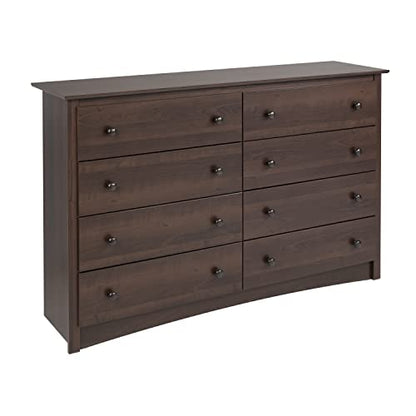 Prepac Fremont 8 Drawer Double Dresser for Bedroom, 15.75" D x 59" W x 36.25" H, Espresso - WoodArtSupply