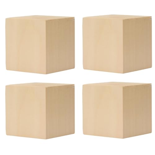 4 Pack Unfinished Basswood Carving Blocks Kit, 2 x 2 x 2 Inch Unfinished Bass Wood Cube Whittling Soft Wood Carving Block Set for Kids Adults Wood - WoodArtSupply