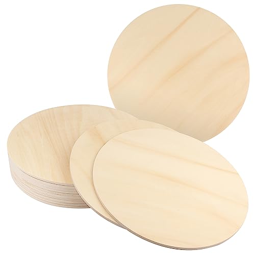 12 PCS 12 Inch Unfinished Wood Circles, Thickness 6mm, Wooden Rounds for Crafts, Wood Discs for DIY Painting Decorations, Weddings and Parties,by