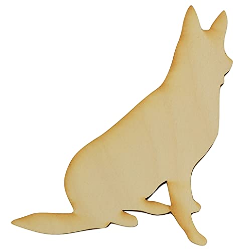 Package of 1, Standard 9.5" x 12" x 1/8" Baltic Birch Plywood Sitting German Shepherd Wood Cutout for Art and Craft Project, Made in USA - WoodArtSupply