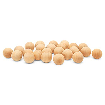 3/4 inch Round Wooden Ball, Bag of 100 Unfinished Wood Round Balls, Hardwood Birch, Small Craft Size Balls, for Crafts and Building, 3/4 inch