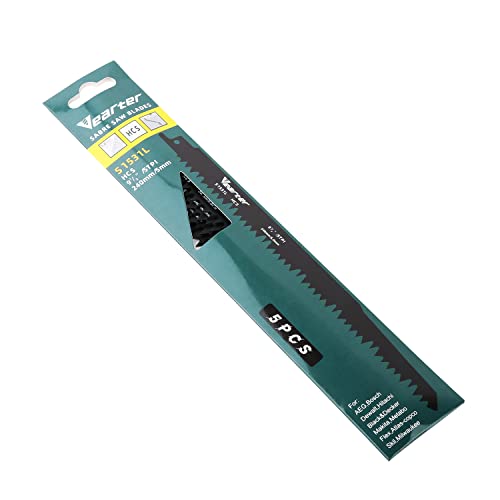 Vearter 5PCS/Set S1531L Reciprocating Saw Blades 5TPI HCS Sabre Saw 240mm for Cutting Course Damp Wet Wood Logs Plactics Vearter