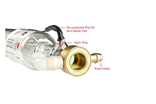 Mssoomm 40W 40 watt Co2 Laser Tube Length 700mm Dia 50mm with Metal Head 3000hr Service Life for CO2 Laser Cutter and Engraver Machine WoodArtSupply