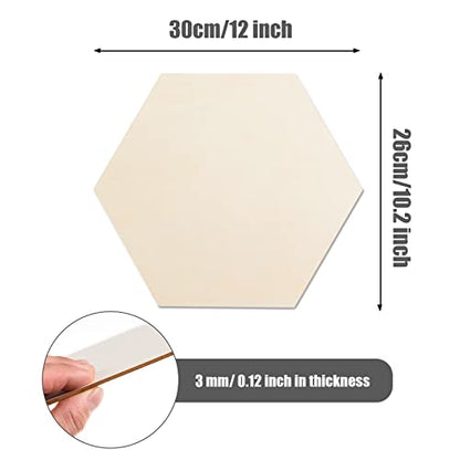 6 Pack Unfinished Wooden Hexagon Cutouts 12 x 10.2 Inch Wooden Hexagon Blanks Slices Natural Wood Hexagon Shape Plaque Board for DIY Crafts Painting
