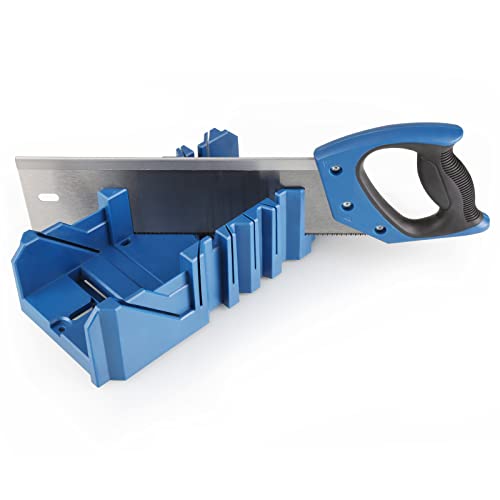 Olympia Tools Saw Storage Mitre Box with 14-Inch Backsaw with 90 degree, 45 degree, and 22-1/2 degree Angle Slot Types Plastic Saw Box for Woodworker - WoodArtSupply