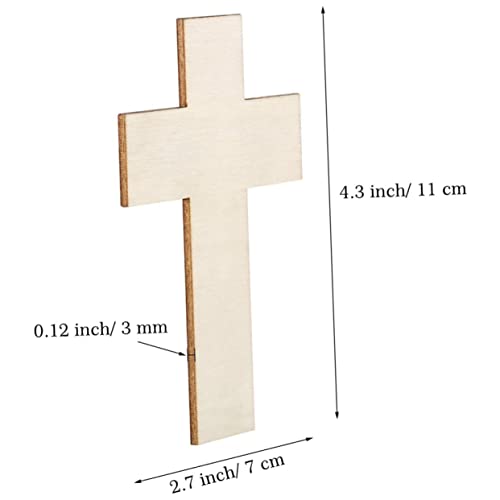 SEWACC 90 Pcs Easter Cross Holy Thursday Decoration Blank Wood Cutouts Unfinished Wood Cross Cutouts Wood Disc Unfinished Cross Cutouts Wood Chips SEWACC