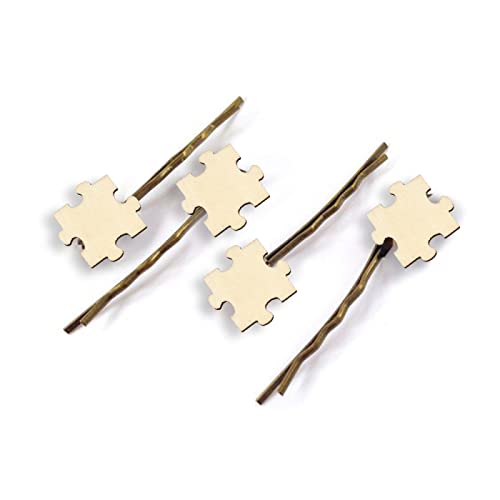KitBeads 100pcs Random Blank Wooden Puzzle Pieces Laser Cut Unfinished Wood Ornaments Puzzle Shape Wooden Embellishments for Crafts Home Decorations KitBeads