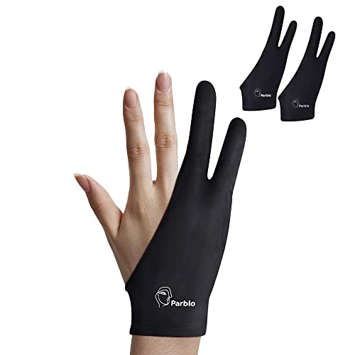 Parblo PR-01 Drawing Glove 2Pack,Digital Drawing Glove Artist Glove Two Finger Glove Art Glove Drawing Tablet Glove for Right Hand and Left Hand Parblo
