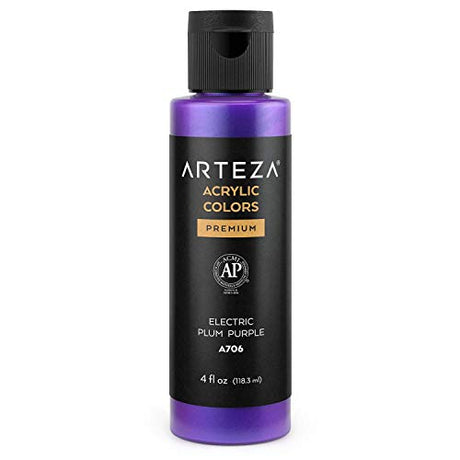 ARTEZA Iridescent Acrylic Paint, A706 Electric Plum Purple, 118 ml Bottle, Chameleon Colors, High-Viscosity Shimmer Paint, Water-Based, Blendable, ARTEZA