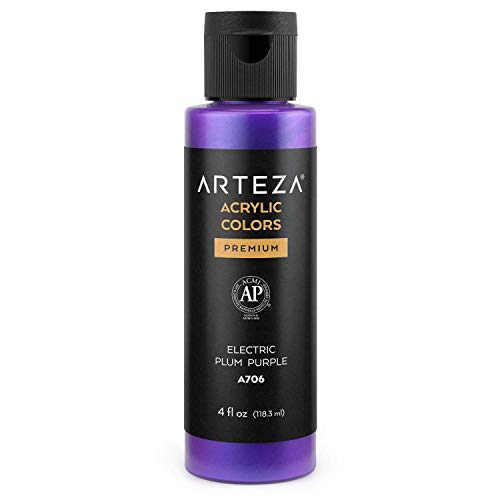 ARTEZA Iridescent Acrylic Paint, A706 Electric Plum Purple, 118 ml Bottle, Chameleon Colors, High-Viscosity Shimmer Paint, Water-Based, Blendable, - WoodArtSupply