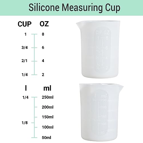 250ml Silicone Measuring Cups, Gartful 4 PCS Large Nonstick Reusable Silicone Mixing Cups Durable Easy Clean for Epoxy Resin, Casting Molds, Stain Gartful