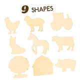 Anneome 45pcs Farm Animal Wood Piece Animal Wood Cutouts Wood Flowers Farm Animals Wooden Cutouts Craft Wood Rustic Wedding Decor Wood Toy Unfinished Anneome