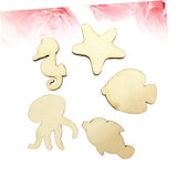 Garneck 50pcs Pieces Crafts for Kids Blank Wooden Animals Wood Octopus Ocean Animals Wood Cutouts Unfinished Wood Cutouts Hangers to Decorate Wooden Garneck