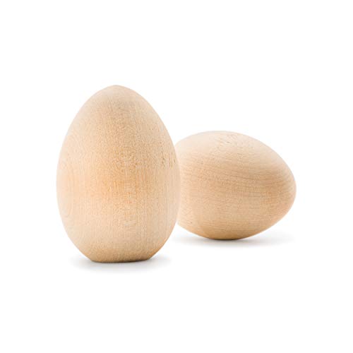 50 Smooth Standable Wooden Easter Eggs to Paint, Quality Wooden Eggs for Crafts, Wooden Easter Egg Paint & Dye 2-1/2 in, by Woodpeckers - WoodArtSupply