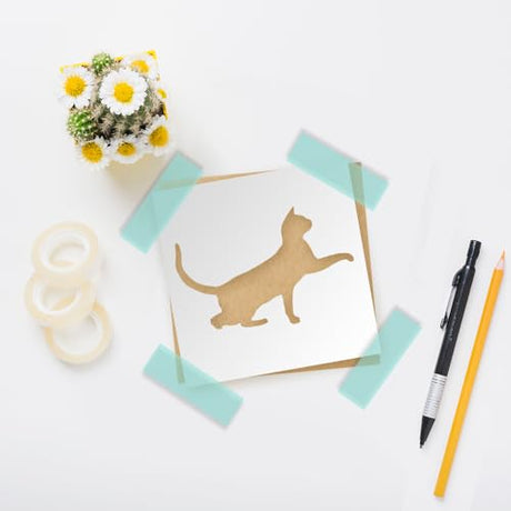 Laser Unfinished Cut Out Wood Cat Wood Shape Craft Supply Laser Unfinished Cut Cat Cut Out 1/4 Inch Thickness, Size 5" Ornament for DIY Craft Rubstamper