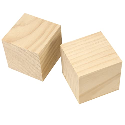 SEHOI 8 Pack 3 Inch Wooden Cubes, Unfinished Natural Wood Blocks, Blank Wood Square Blocks Wood Cubes for Crafts and DIY Décor SEHOI