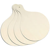 TEHAUX 4pcs Wood Craft Cutting Board Unfinished Mini Wooden Cutting Board DIY Blank Paddle with Handle Round Serving Board Chopping Board for TEHAUX