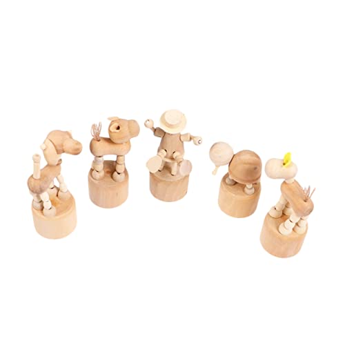 5 Pcs Wooden Animal Arts and Crafts for Unfinished Wood Crafts to Paint Wooden Craft Peg Dolls DIY Wooden Aniaml DIY Unfinished Dolls Model COHEALI