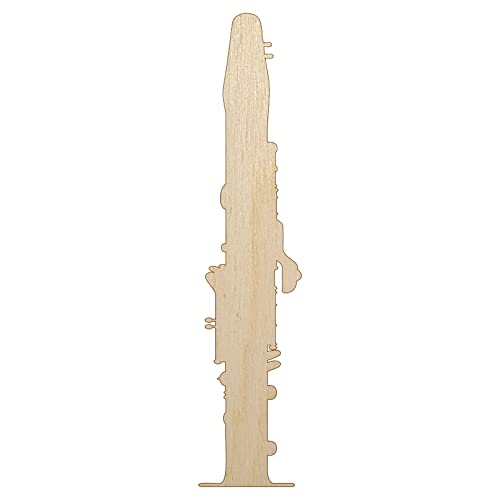 Clarinet Music Instrument Silhouette Unfinished Wood Shape Piece Cutout for DIY Craft Projects - 1/8 Inch Thick - 4.70 Inch Size Sniggle Sloth