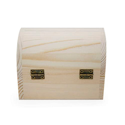 Hsiwto Plain Unfinished Wood Box, Unpainted Wooden Jewelry Box DIY Craft Storage Treasure Chest Toy Case