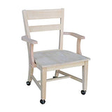 International Concepts Dining Chair with Casters, Unfinished IC International Concepts