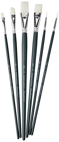 Winsor & Newton Foundation Acrylic Brush, Set of 6, Wood, Multicoloured, 7 x 1 x 4.3 cm Winsor & Newton