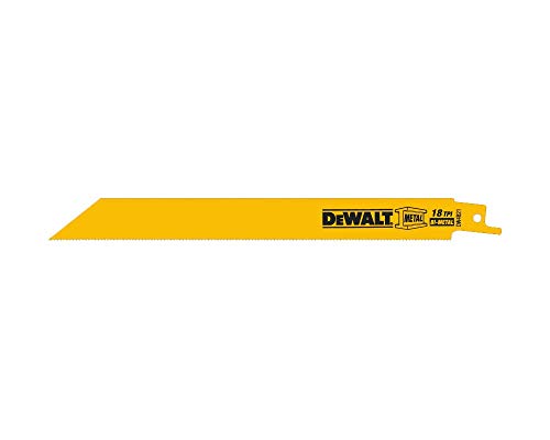 DEWALT Reciprocating Saw Blades, Straight Back, Bi-Metal, 8-Inch, 18 TPI, 5-Pack (DW4821) DEWALT