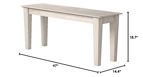 International Concepts Shaker Style Bench, Unfinished